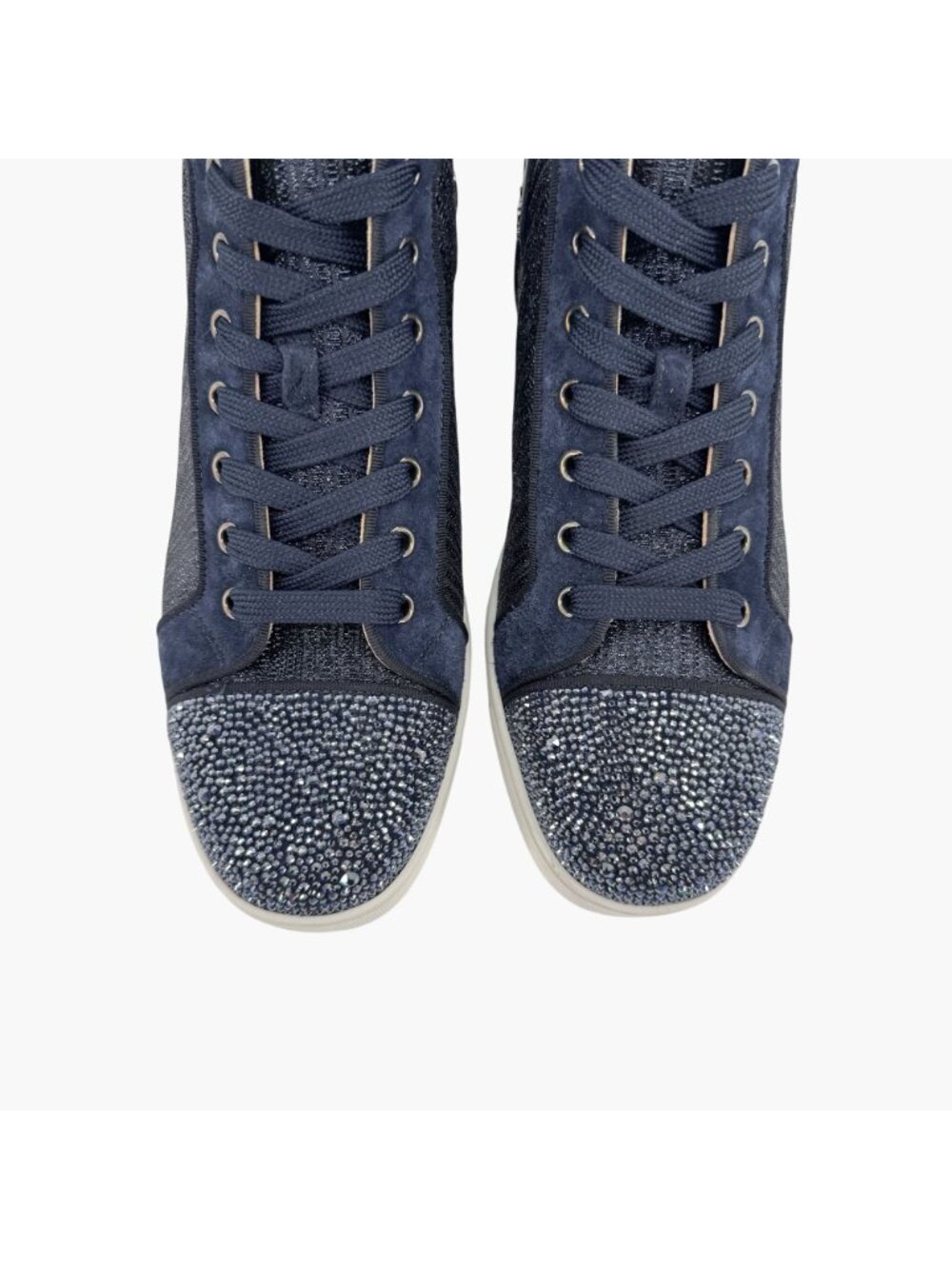 Christian Louboutin Louis Strass Sneaker Size 39 US 9 Navy Blue High Top Crystal - Picture 3 of 14